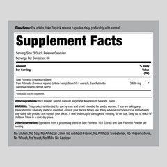 Saw Palmetto 3600 mg | 240 Capsules | Prostate Supplement | by Piping Rock