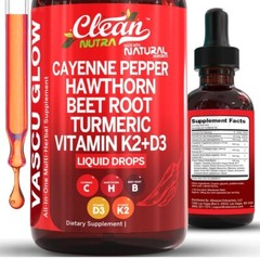 Clean Nutra Cayenne Pepper Drops Supplement Liquid + Hawthorn Berry, Vitamin D3