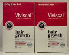 VIVISCAL Hair Growth Supplement TWO Starter Packs 60 Tablets (30 days) BB 9/2028