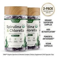 Organic Spirulina & Chlorella Capsule Supplement Pills 240ct – 2 Pack –