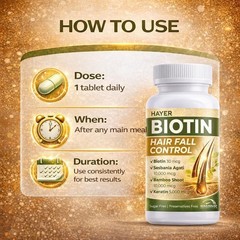 HA.YER Biotin 10000mcg 60 Tablets Hair Wellness Support
