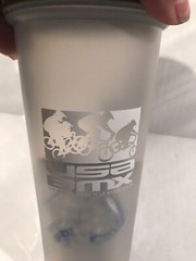 Shaker Bottle 28 Oz. Flip Lid Mixing Ball Loop Top Gray BMX- NEW
