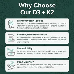 Better D3 + K2 – 100% Organic Formula for Heart & Immune Health – 30 Count