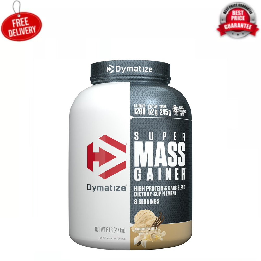Dymatize Super Mass Gainer Protein Powder, 52g Protein, Gourmet Vanilla, 6 lbs