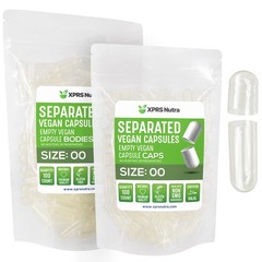 Vegan Size 00 Separated Capsules – 100 Count Clear Premium Empty Capsules Sep…
