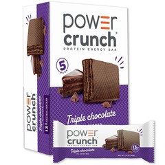 Power Crunch Original Protein Energy Bars, Triple Chocolate, 1.4 oz, 5 Count