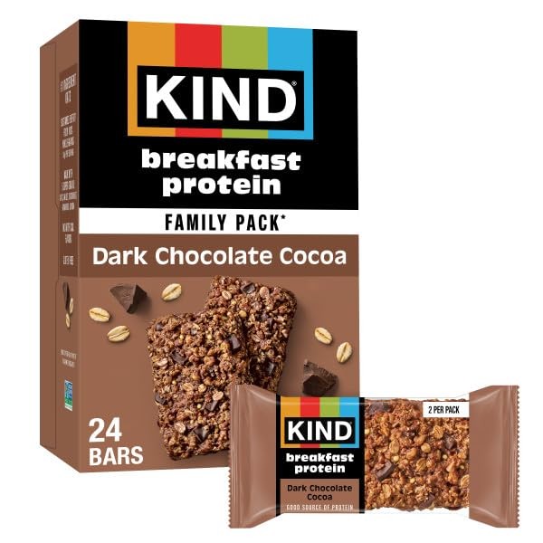 KIND Breakfast Protein Bars, Dark Chocolate Cocoa, 1 Count (Pack of 12)