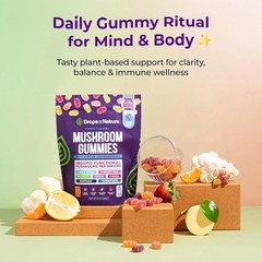 Drops of Nature Mushroom Gummies Lion’s Mane Ashwagandha 80ct Vegan EXP 02/27
