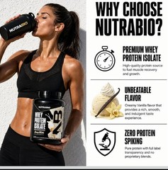 NutraBio WHEY PROTEIN ISOLATE 2 lb (30 Servings) Cinn Sugar Donut BEST BY 10/26