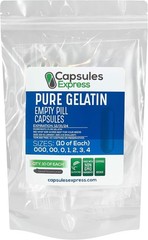 Size Sample Pack Clear Empty Gelatin Capsules Ten Each of Sizes 000-4 Gel Pill