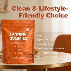 60pcs/bag Natural Daily Tanning Gummies Sunless Tan & Skin Glow Supplement