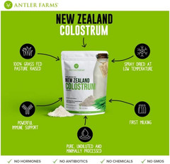 100% Pure New Zealand Colostrum, 30 Servings, 1 Lb – Grass Fed, Pasture Raised,