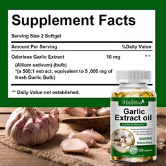 Garlic Oil 5000mg 120 Rapid Release Softgels Capsules 5000 Extract organic Pills