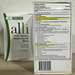 Alli Orlistat Diet Pills Refill Pack – 120 Capsules – Pack of 2 – Exp 10/2027+