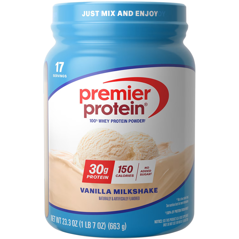 Premier Protein 100% Whey Protein Powder Vanilla Milkshake 30g Protein 1.7 lb