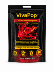 VivaPop Caffeinated Lollipops 40mg Caffeine 100mg L-Theanine 10 Count Energy