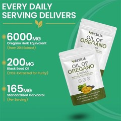 3X Resilia Oil of Oregano 6000mg with Black Seed Oil Softgels – 60 Capsules