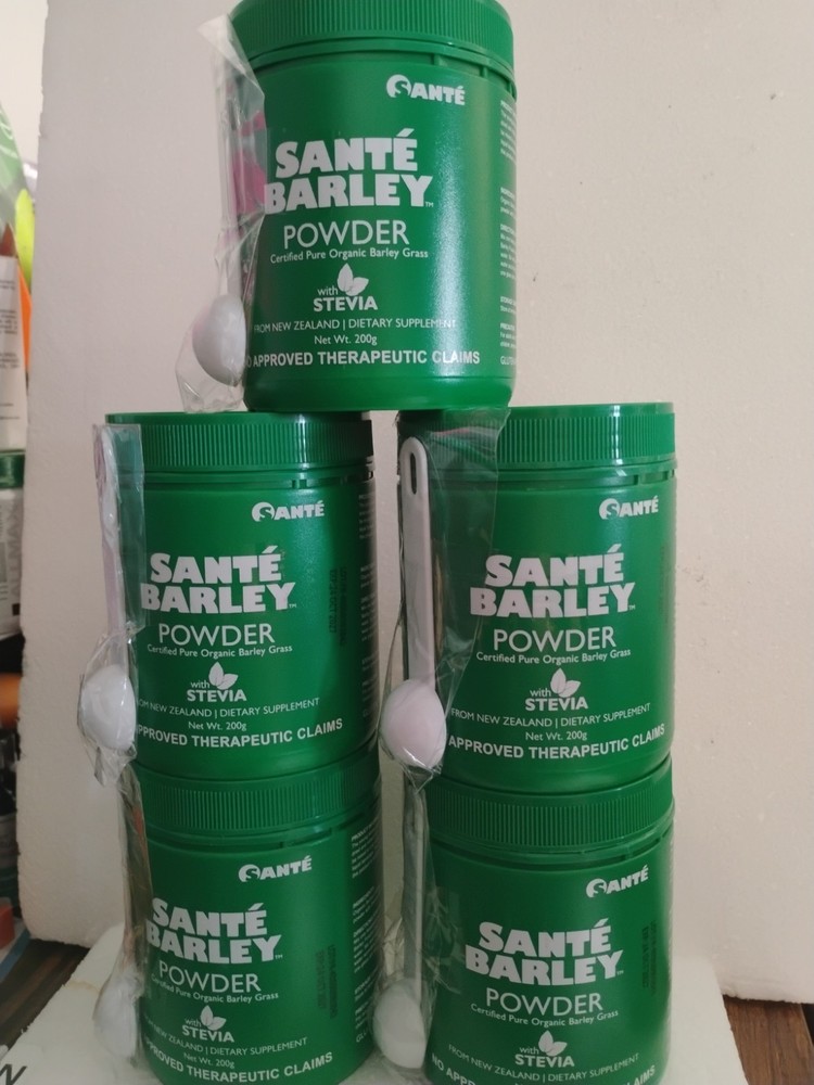 5x Santé Barley Powder Certified Organic (200g Canister) w/ Stevia Exp Oct 2027