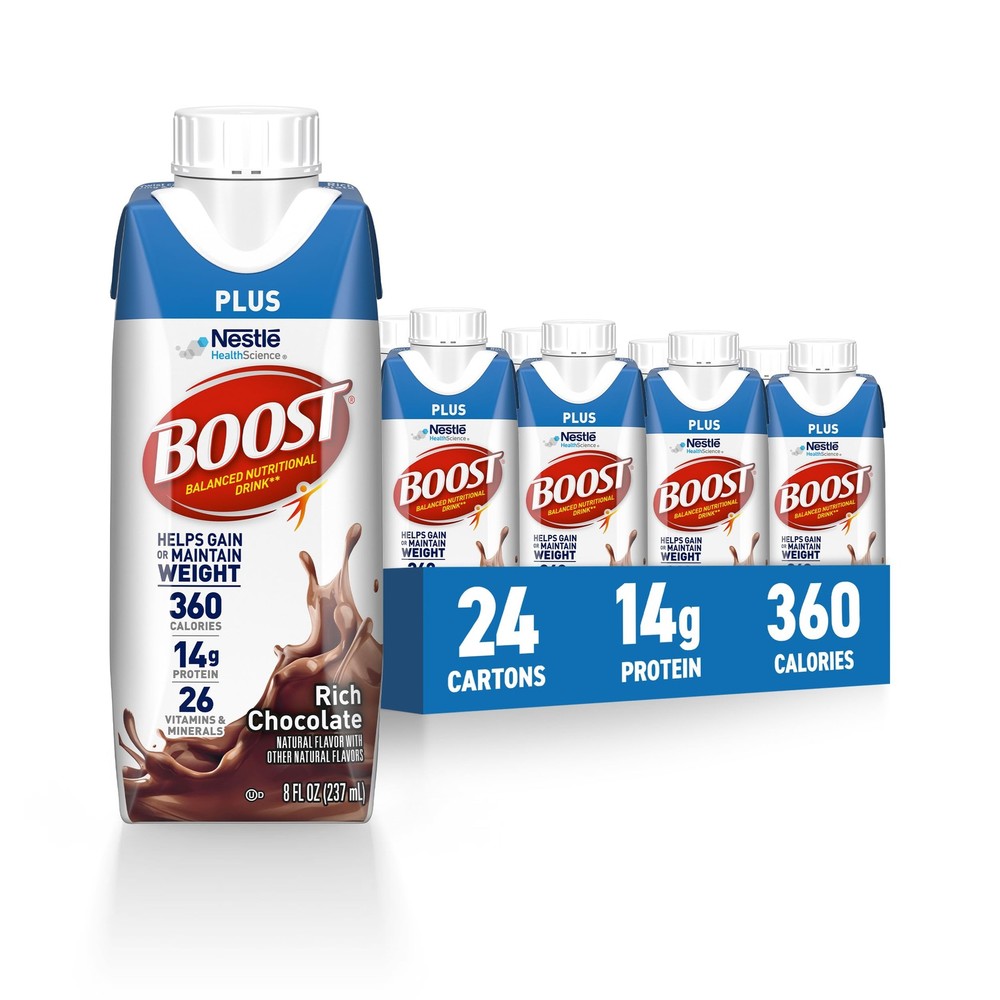 BOOST Plus Nutritional Drink Rich Chocolate 8 fl oz Pack of 24
