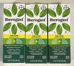 Iberogast Dual Action Digestive Relief Liquid Drops .67oz 20ml x3 Exp 03/2027