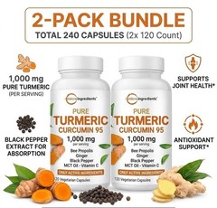 Micro Ingredients Turmeric Curcumin 95 2-Pack 1000mg Black Pepper 240 Capsules