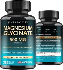 VITBOOST Magnesium Glycinate 500mg-High Absorption Chelated Supplement – 240 Cap