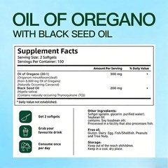 6200mg Powerful Synergy:Oregano Oil with Black Seed Oil.Immune Boosting Capsules