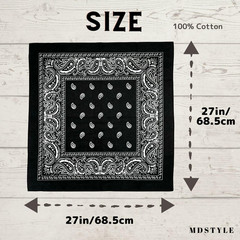 Extra Large Bandana 27” X 27” 100% Cotton for Men & Women Paisley Handkerchief H