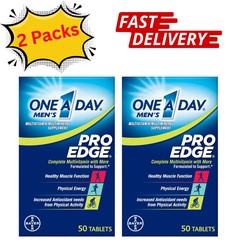 2 Pack One A Day Men’s Pro Edge Multivitamin 50 Tablets Energy Muscle Support