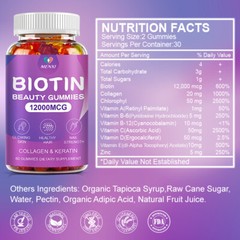 Biotin and Collagen Gummy Vitamins for Hair, Skin, and Nails – Extra Strength