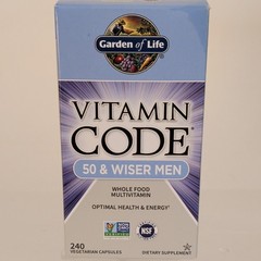Garden of Life Vitamin Code 50 & Wiser Men Multivitamin 240 Non-GMO Exp 09/2027