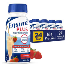 Ensure Plus Strawberry Nutrition Shake 24 Pack 8oz 16g Protein