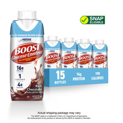 (3 pack) BOOST Glucose Control Nutritional Drink, Rich Chocolate, 8 fl oz, 15 Pk