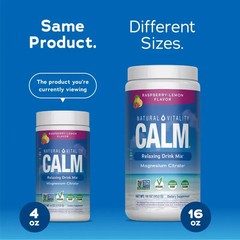 Natural Vitality CALM Raspberry Lemon Relaxing Magnesium Drink Mix 4oz28Servings