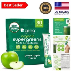 Organic Super Greens Powder with 70+ Superfoods & 0 Sugar – Green Apple, 30 Pack