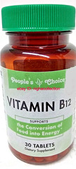 ( Lot 12 Bottles ) P.Choice Vitamin B12 ( 30-Tablets/Bottle=TOTAL 360-Tablet )