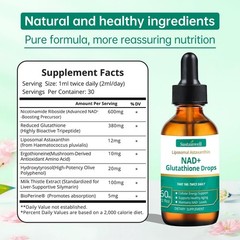 NAD+ Glutathione Liquid Drops with 2.04 Fl Oz (Pack of 1)