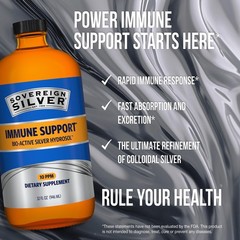 Sovereign Silver Immune Support, Colloidal 32 Fl Oz (Pack of 1), Brown