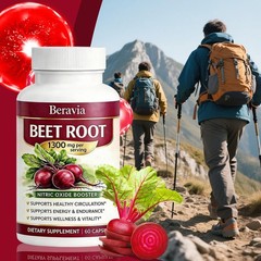 Beravia Beetroot Capsules 1300mg, Vegan, Non-GMO, And Gluten-Free – 60 Capsule1