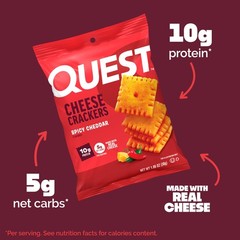 Quest Nutrition Cheese Crackers, Spicy Cheddar, 10g of Protein, Low Carb, Mad…