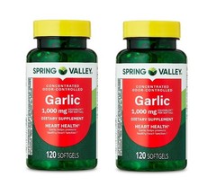 Spring Valley Odor-Controlled Garlic Softgels Dietary Supplement, 1,000 Mg, 120