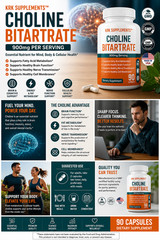 1 Choline Bitartrate 900mg Brain Memory Booster Phosphatidylcholine Nootropic
