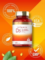 Vitamin D3 2000 IU Softgels | 400 Count | Non-GMO, Gluten Free | by Carlyle