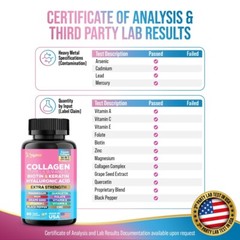 Collagen Pills Hair, Skin & Nail Health 64,000 MCG Biotin 90 Caps