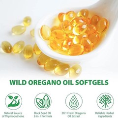2 in 1 Oil of Oregano & Black Seed Softgels Count with Carvacrol,Immune Supports