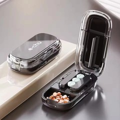 Adjustable Precise Pill Cutter Storage Box Portable Drug Tablet Medicine Dust US