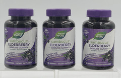 Lot of 3 Nature’s Way Sambucus Elderberry Gummies Vitamin C D3 60Ct EXP 04/27
