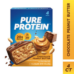 Pure Protein Bars, Chocolate Peanut Butter, Gluten Free, 20g Protein, 1.76 oz, 4
