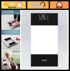High Accuracy Digital Bathroom Scale, LED Display, Step-On, 400lb Capacity, Batt