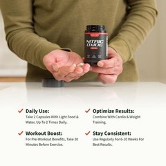 Nitric Oxide Booster L-Arginine Citrulline Muscle Pump Workout Support 60ct